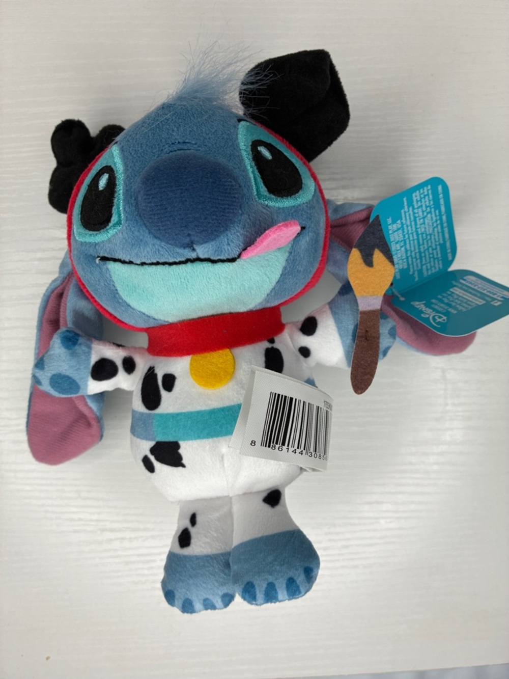 Disney Blue Stitch Plush in Dalmatian Costume with Paintbrush
